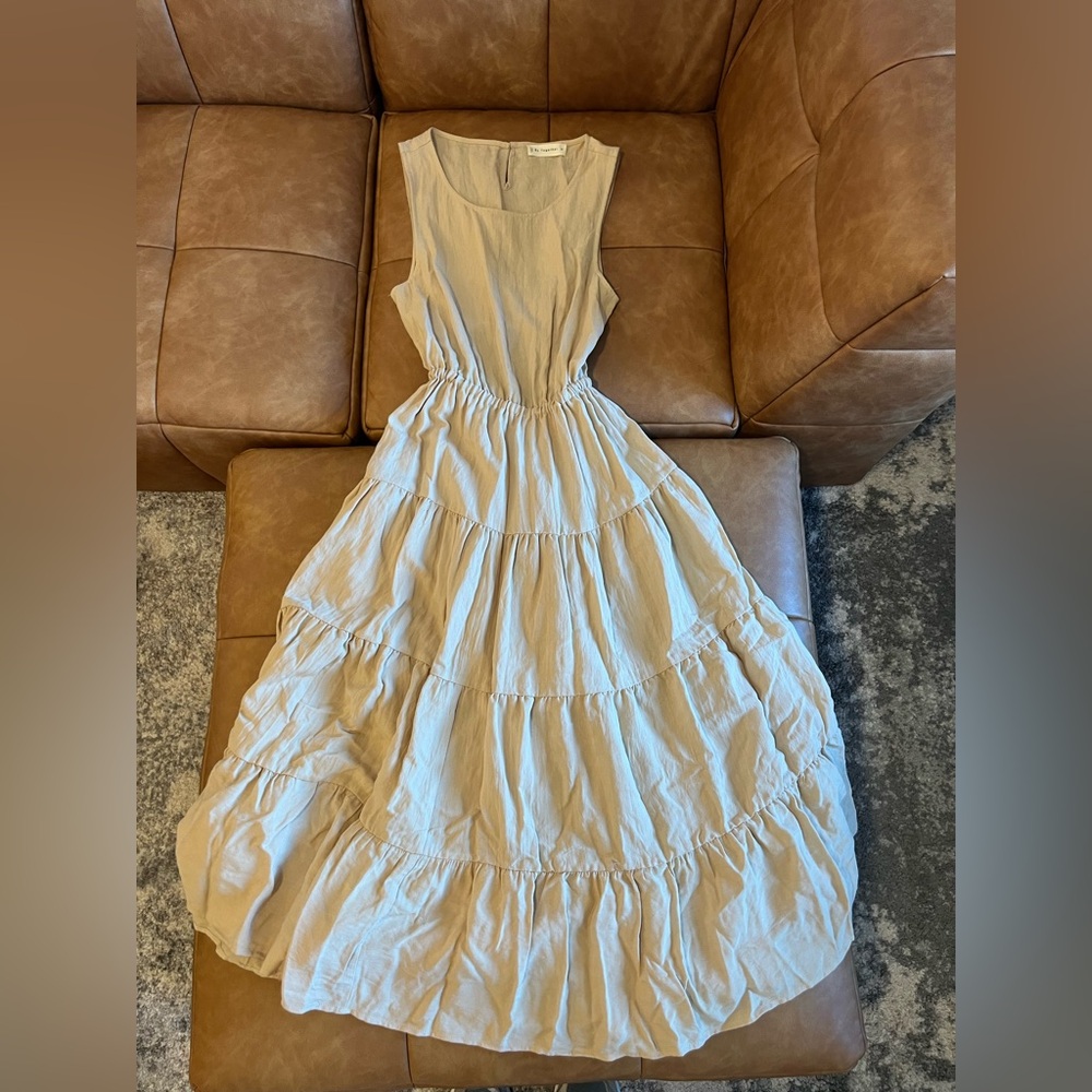 By Together Tan Dress - Cut Out on Back
